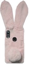 Coque arrière en Siliconen ADEL pour Huawei P Smart 2019 - Tissu peluche lapin rose