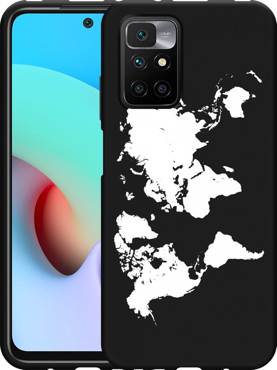 Foto: Hoesje geschikt voor xiaomi redmi 10 2022 zwart world map