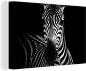 Canvas - Dieren - Zebra - Zwart - Wit - Schilderijen op canvas - 60x40 cm - Canvas doek - Woonkamer