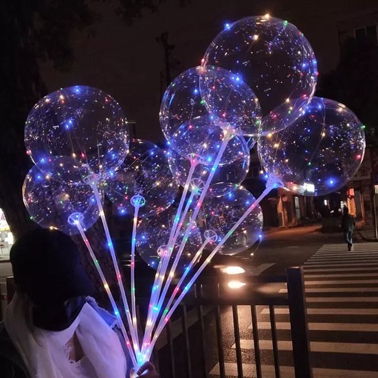 4 stuks + 1 GRATIS -  LED ballon XL - 50cm - ballonnen met verlichting - feestartikelen - Plastic ballon - Helium - Ballonnen - Kleur - Doorzichtig - Versiering - Thema feest - Verjaardag