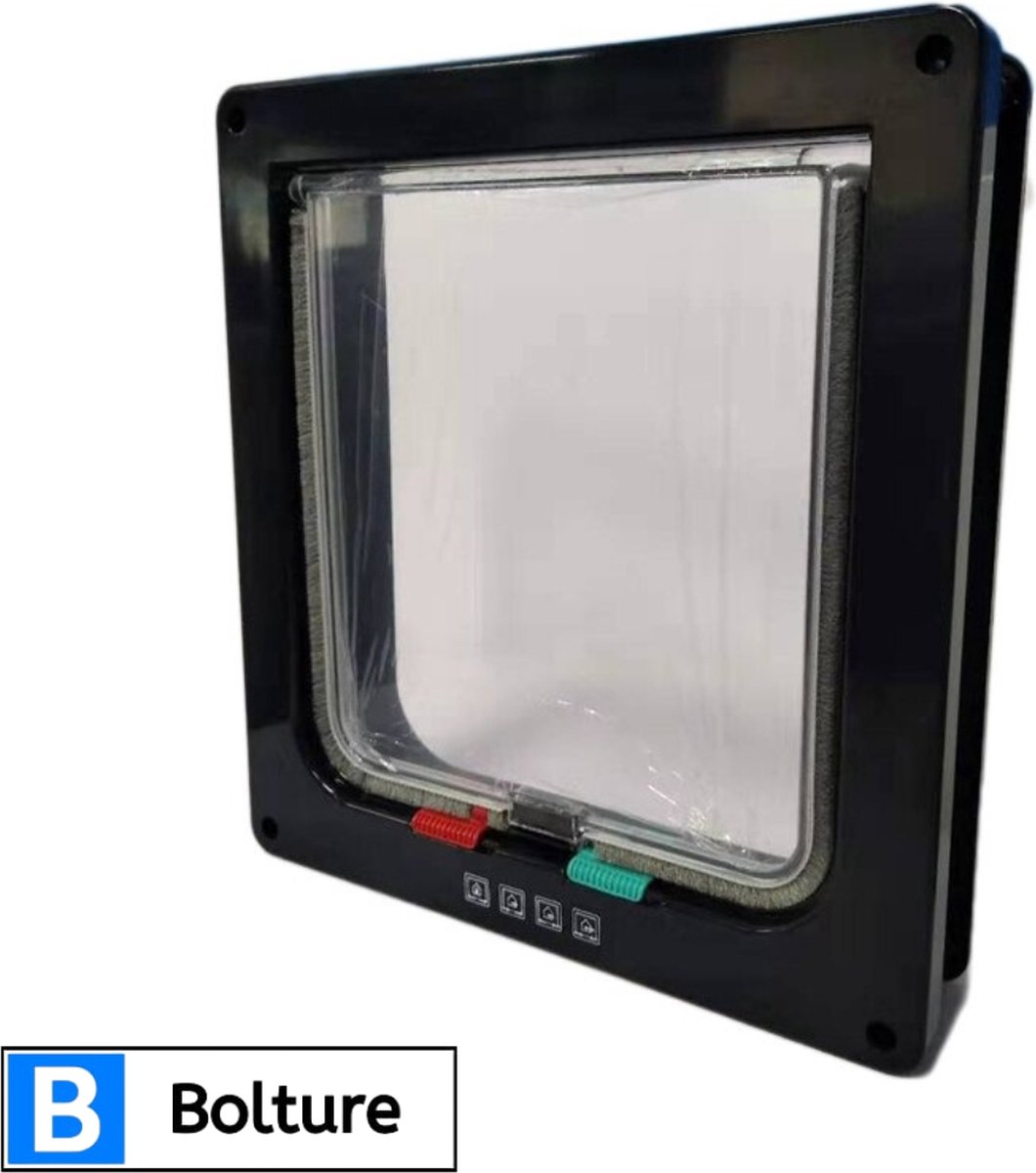 Kattenluik Interieur – Kattenkopvormig, Zwart ABS, Voor Deuren Van 1,25–1,75 Inch, Inklapbaar
