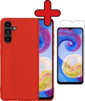 Hoesje Geschikt voor Samsung A04s Hoesje Siliconen Case Hoes Met Screenprotector - Hoes Geschikt voor Samsung Galaxy A04s Hoes Cover Case - Rood