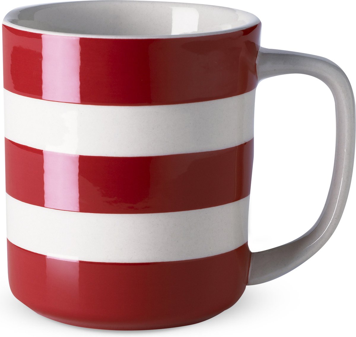 Cornishware Red - set/4 mok 10 oz/28cl - mug - rood wit - strepen