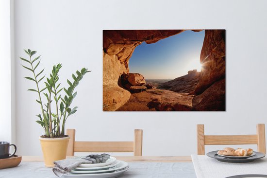 Tableau sur toile - Toile sur toile - Grotte - Désert - Nature - Soleil - Décoration murale - 90x60 cm - Toile - Salon