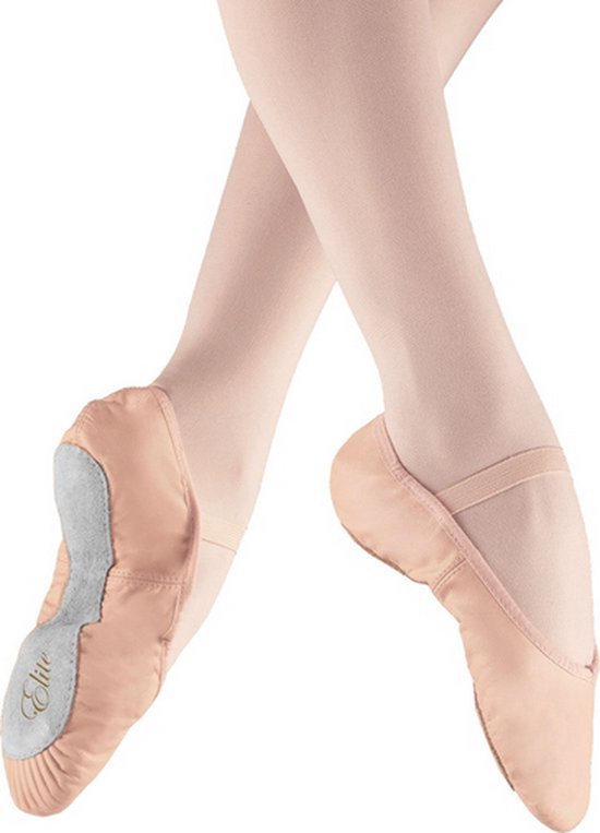 Dancer Dancewear® Balletschoenen meisje “Elite“ | Roze | Professionele leren balletschoen | Met hele suède zool | Ballet schoen met doorlopende zool | Maat 28