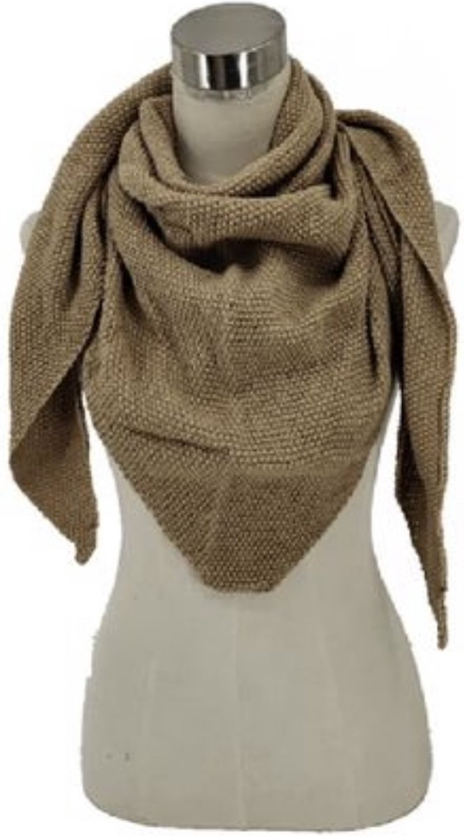 Dames driehoekige sjaal gebreid herfst/winter 250cm/100cm camel/khaki