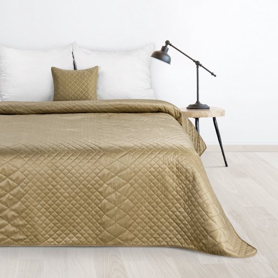 Oneiro’s luxe LUIZ Beddensprei Beige - 170x210 cm – bedsprei 2 persoons - beige – beddengoed – slaapkamer – spreien – dekens – wonen – slapen