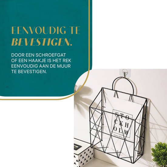 JINGLING tijdschriftenrek muur bevestigd, kleine tijdschriften- en krantenhouder van metaal, decoratie voor woonkamer, slaapkamer, badkamer, kantoor