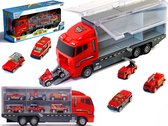 Camion Camion de pompier Camion de pompier Voiture de transport avec pompier, ambulance, échelle, camionnette, dépanneuse - 6 Voitures liées au Pompiers - Voitures en métal