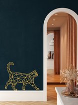 Wanddecoratie | Geometrische Kat / Geometric Cat | Metal - Wall Art | Muurdecoratie | Woonkamer | Buiten Decor |Gouden| 45x36cm