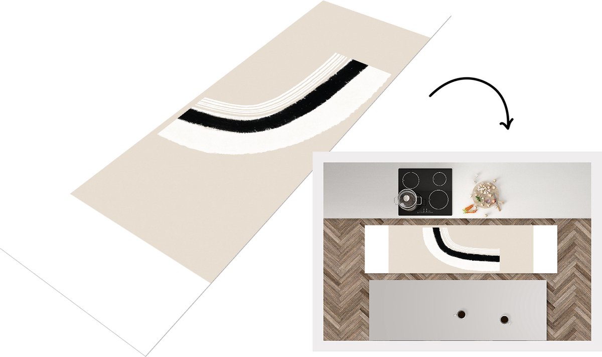 KitchenYeah Keukenloper - Loper keuken - Lijn - Pastel - Design - 200x50 cm - Keukenloper vinyl Multicolor