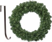 Kerstkrans - groen - 35 cm- kunststof - incl. ijzeren deurhanger