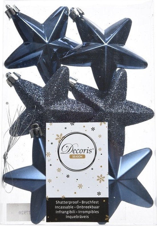 Boules de Noël - 43x pièces - plastique - bleu foncé