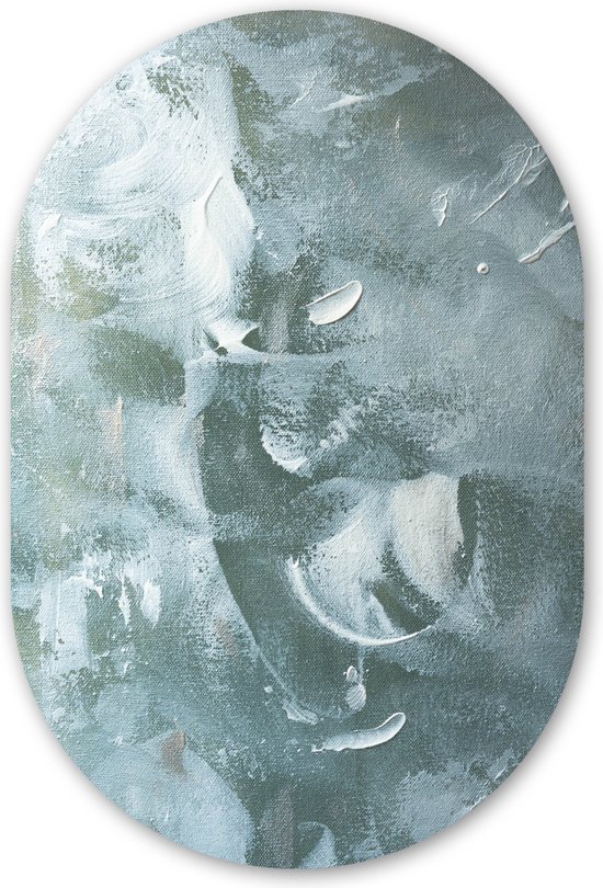 Muurovaal - Kunststof Wanddecoratie - Ovalen Schilderij - Acrylverf - Structuren - Abstract - 40x60 cm - Ovale spiegel vorm op kunststof