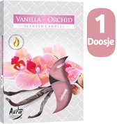 Borvat® | Aura | Geur Theelichtjes |  Waxinelichtjes |  Vanilla Orchid | Zoete | vanille bloemen geur | 1 doosje met 6 waxinelichtjes