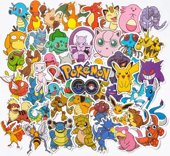 Pokémon - Pikachu - Carte Pokémon - Pochette Pokémon - Autocollants Pokémon  50 pièces