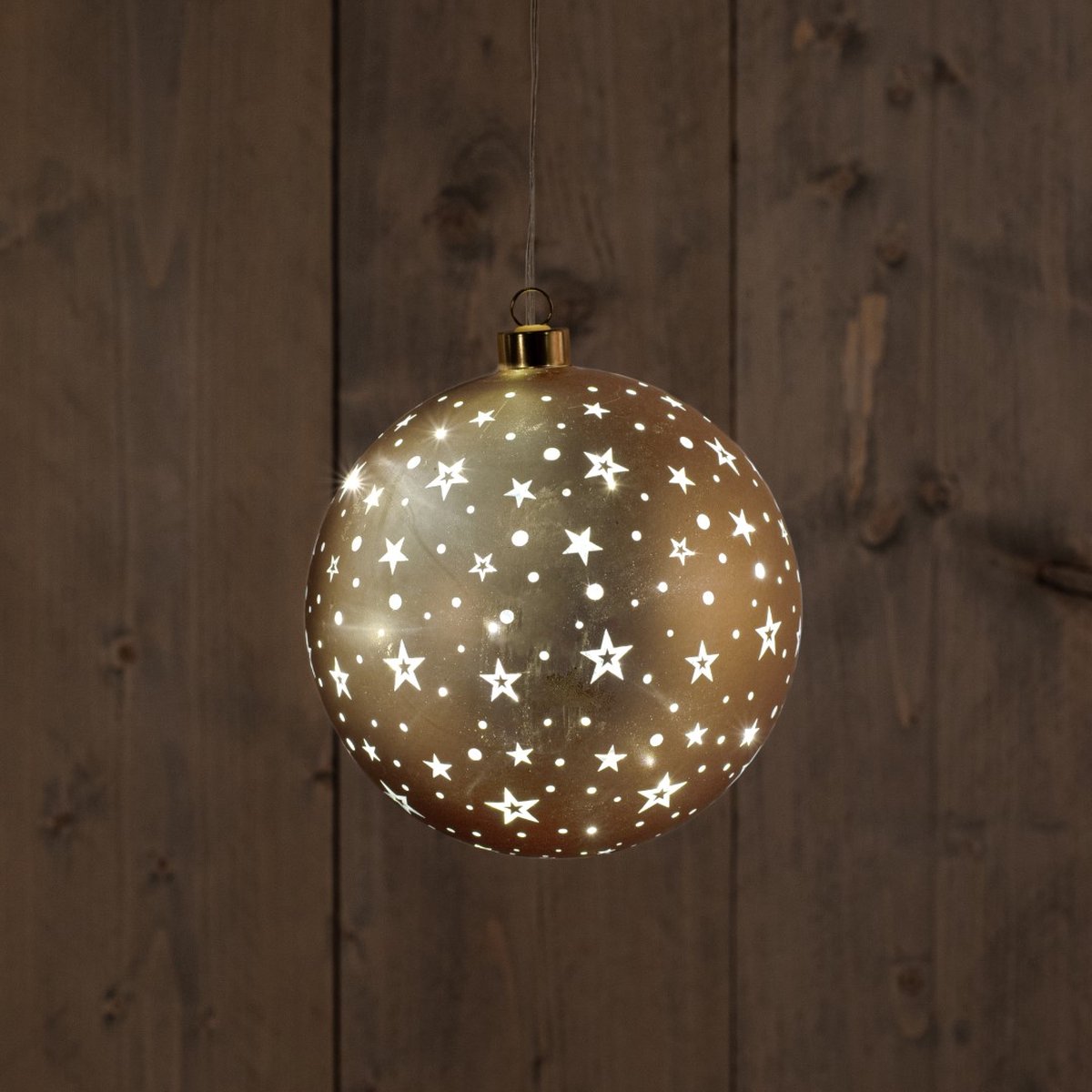 Ball Glass Matt Gold With Stars 15 cm en Led Warm White en Anna's C...