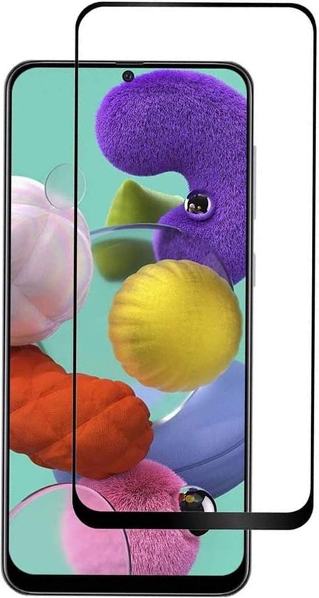 Anti-Shock silicone hoesje zwart met 2 Pack Full Tempered glas Screen Protector Geschikt voor: Samsung Galaxy A51 5G
