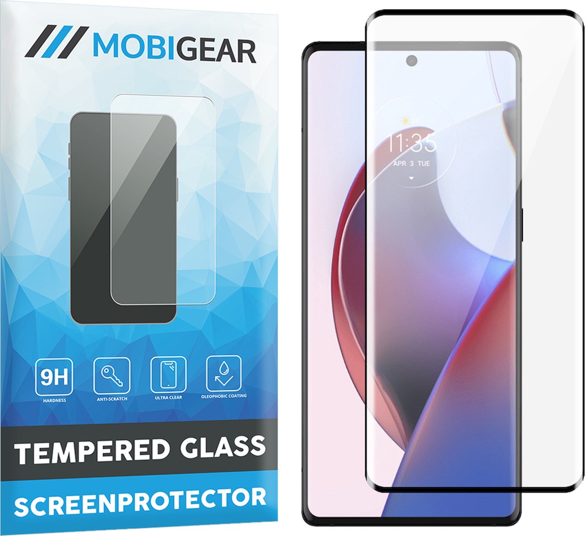 Mobigear Screenprotector geschikt voor Motorola Edge 30 Ultra Glazen | Mobigear Premium Screenprotector - Case Friendly - Zwart