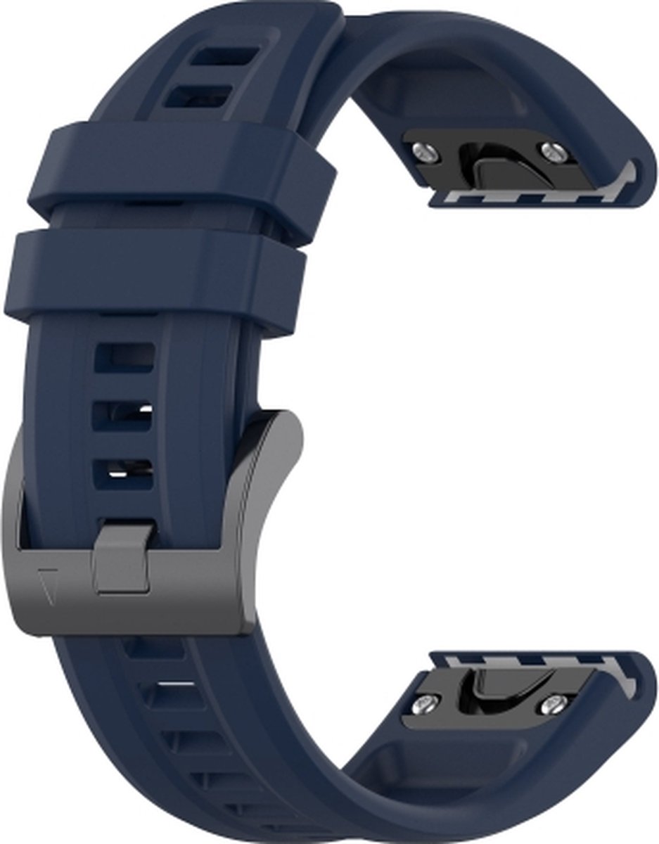 For Garmin Fenix 5X Plus 26mm Silicone Sport Pure Color Watch Band(Dark Blue)