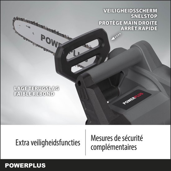 Powerplus POWEG10110 Elektrische kettingzaag - 2200W - Zwaardlengte 400mm - Automatische kettingsmering - Incl. 1x ketting en 1x zwaard van Powerplus — afbeelding 4