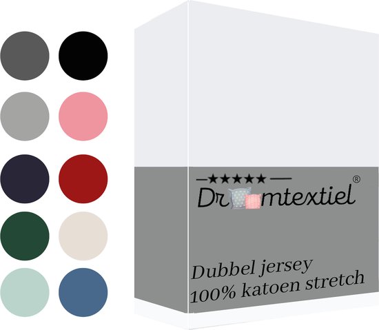 Droomtextiel Hoeslaken Dubbel Jersey Blauw - 100% Katoen Stretch - Hoogwaardige kwaliteit
