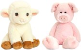 Keel Toys - Pluche knuffels lammetje en varken/big vriendjes 25 cm