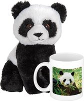 Panda Cadeauset kind - Panda knuffel 19 cm en foto Drinkbeker 300ml