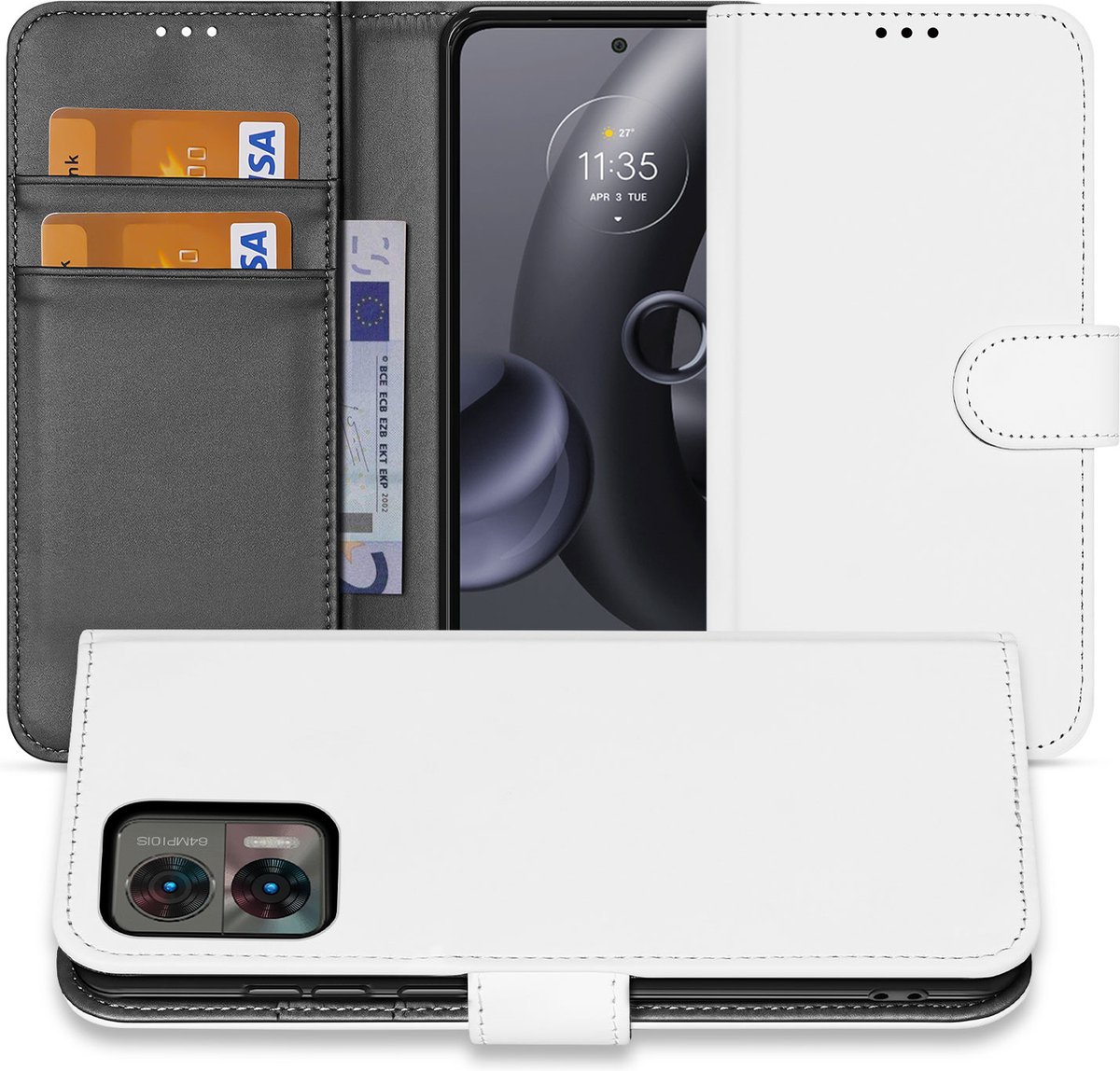 Book Case Hoesje voor de Motorola Edge 30 Neo Wit met Pasjeshouder