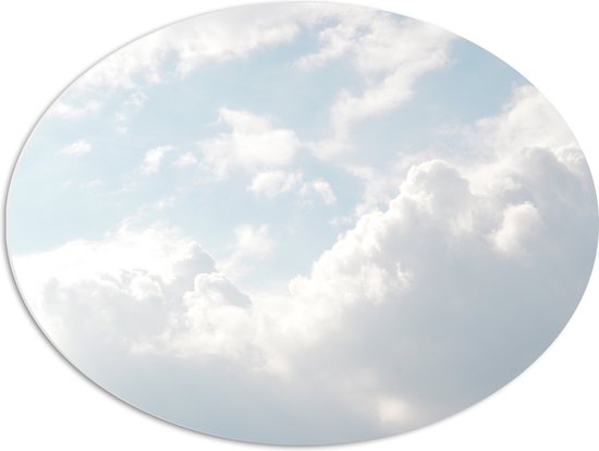 WallClassics - PVC Schuimplaat Ovaal - Grote Witte Wolken in de Lucht - 68x51 cm Foto op Ovaal  (Met Ophangsysteem)