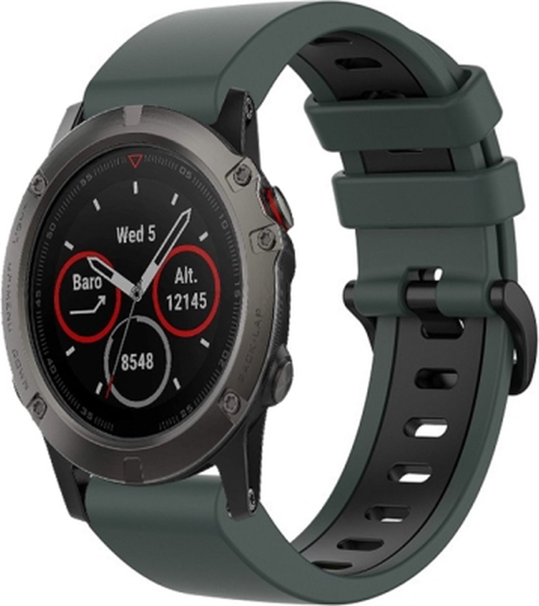 Voor Garmin Fenix 5X Plus 26mm siliconen sport tweekleurige horlogeband (olijfgroen + zwart)