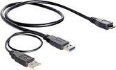 Delock - USB 3.0 Data/Voeding kabel - Zwart - 0.2 meter