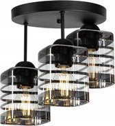 Plafondlamp Industrieel 3-Lamps Rookgrijs/Transpirant Woonkamer