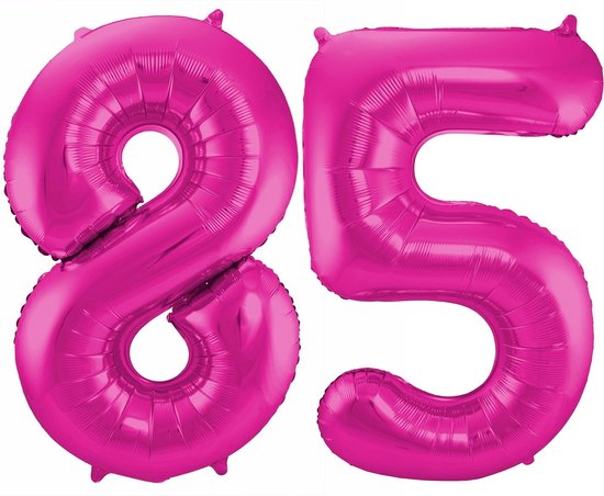 Cijfer ballonnen - Verjaardag versiering 85 jaar - 85 cm - roze