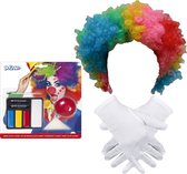 Clown verkleed set voor kinderen - Pruik/Schmink/Neus/Handschoenen