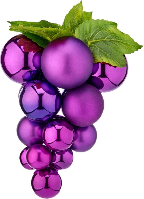 Krist+ decoratie druiventros - paars - kunststof - 33 cm - Namaakfruit/nepfruit wijn thema