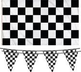 Henbrandt - Finish/racing thema feestartikelen vlaggen pakket zwart/wit geblokt