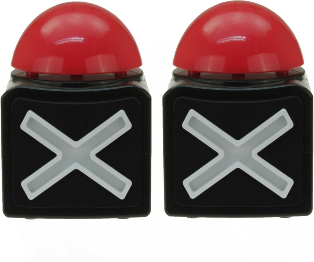 Quiz Show Buzzer Button - 2x - Nee/Fout Knop met Geluid - 10 x 12 x 11 cm