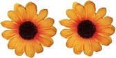 2x stuks zonnebloem verkleed broche speldje 5 cm - Flower Power