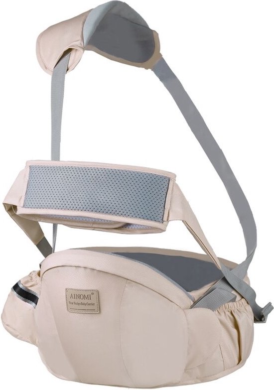 Porte- Bébé avec ceinture de sécurité et bandoulière - Kaki - Support de hanche pour Bébé et tout-petit - Carrier - Hip pour enfant