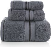 Luxe handdoeken – 3-delige set handdoeken - hotelkwaliteit - donkergrijs - 33 x 74 - 70 x 140 cm - 100 x 180 cm -  badlaken – strandlaken - gastendoek - handdoek - handdoek antraciet - handoek