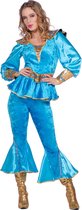 Wilbers & Wilbers - ABBA Kostuum - Mama Mia Anni Frid Jaren 70 - Vrouw - Blauw, Goud - Maat 46 - Carnavalskleding - Verkleedkleding