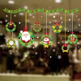 Festivz Kerst Krans Raamstickers - Kerst Decoratie – Feestversiering – Rood - Groen - Wit - Feest