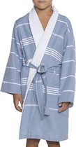 Badjas Twinning Kinder Leyla Terry Air Blue - 6-7 ans - peignoir été - peignoir sauna avec capuche