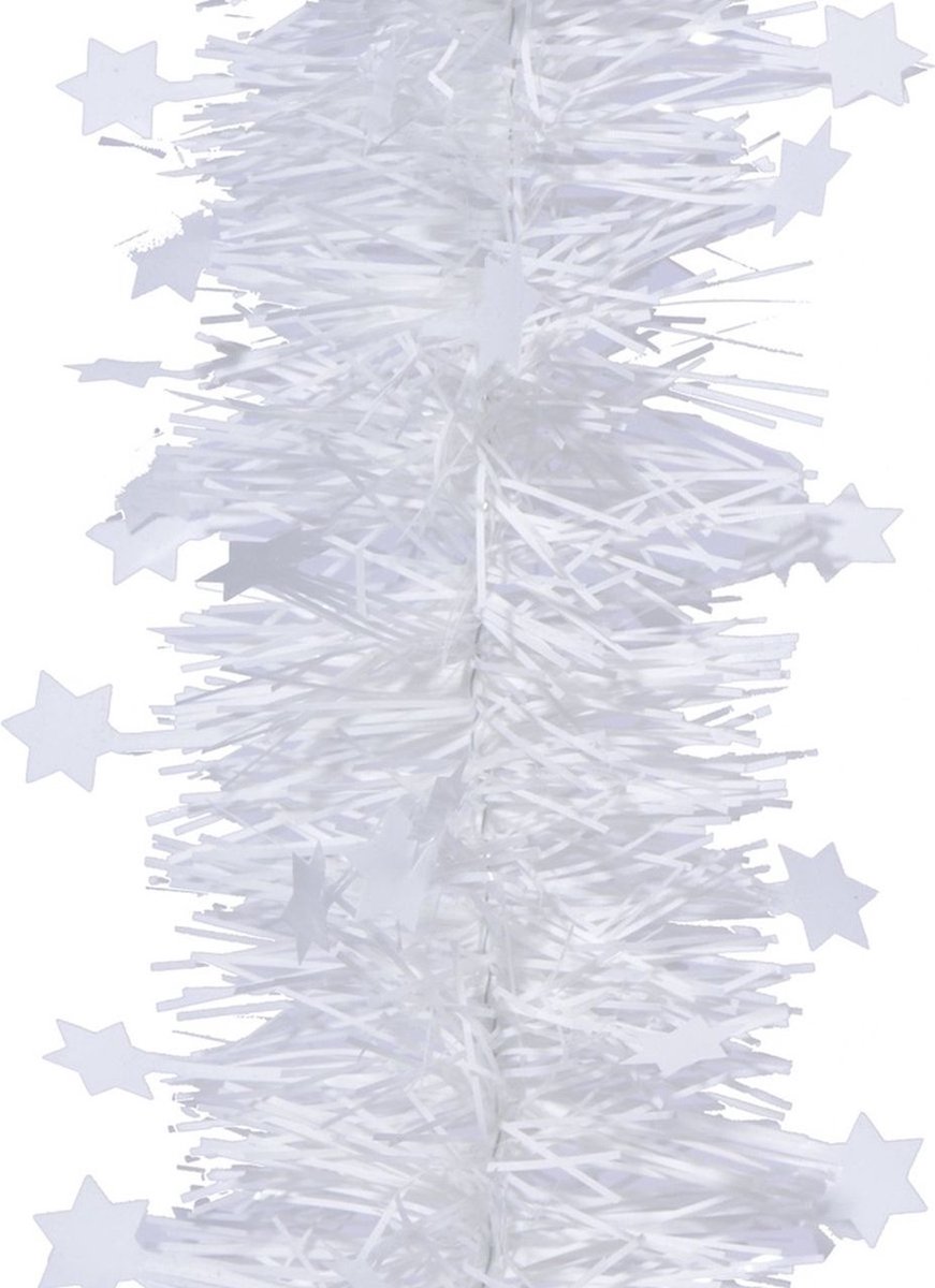 Kerstslinger met sterren - Wit - Kunststof - 270 cm - Kerst - Kerstmis - Kerstboomversiering