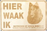 K9 World by van der Veeke, Hier waak ik, Groenendaler, waarschuwing bord, hout