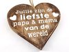 Hart hangend natural 18x18 cm Liefste papa en mama van de wereld