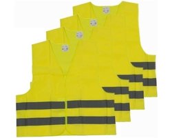 4x Veiligheidsvesten/hesjes geel voor volwassenen
