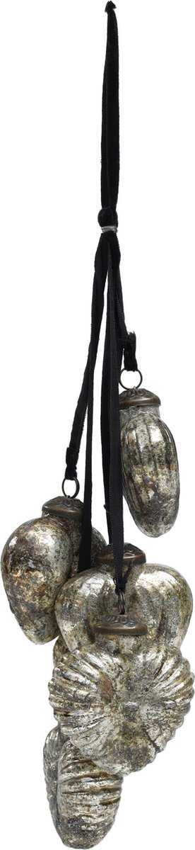 PTMD Kersthanger 30 cm - diverse modellen oudzilver - Xmas Mudi glass copper assorti hanger