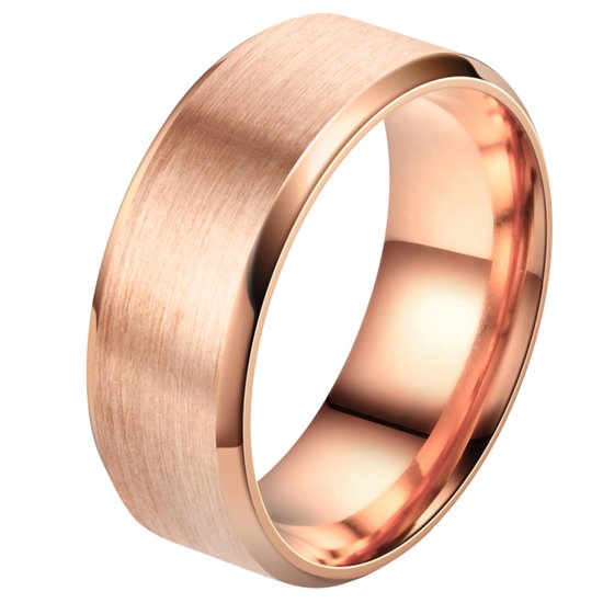 Despora - Ring (glad) - Ringen - Ring Dames - Ring Heren - Rose-goud kleurig RVS - (19.25 mm / maat 60)